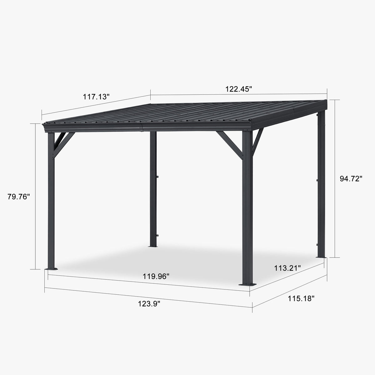 PURPLE LEAF Lean to Gazebo Metal Roof Patio Cover Built-in Drain Slots Wall Mounted Gazebo for Outdoor Extension