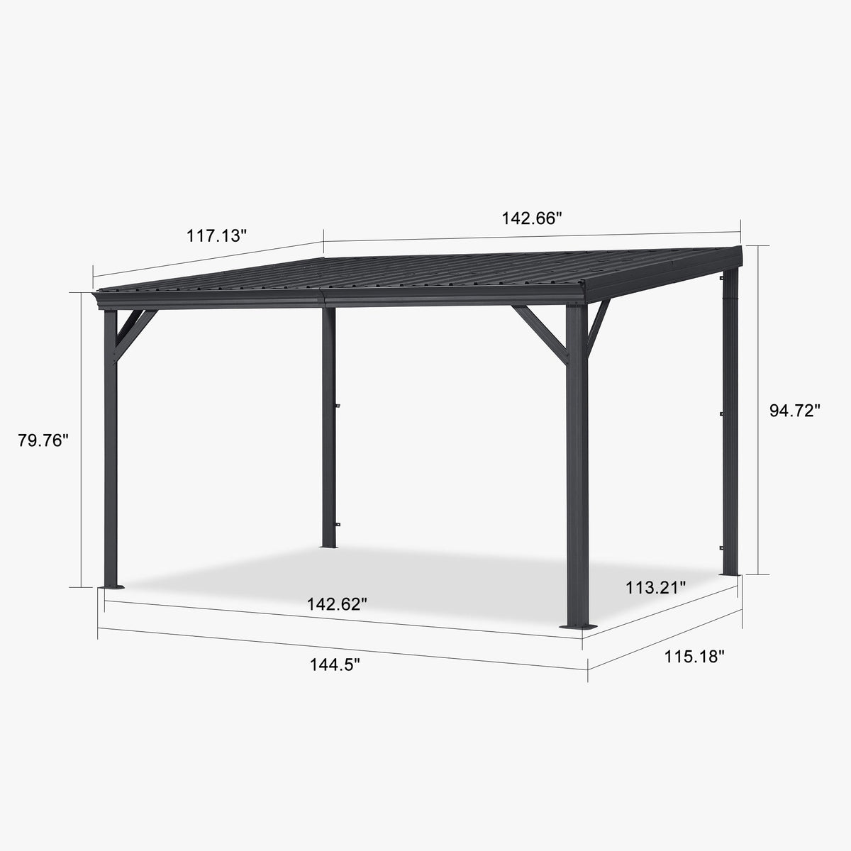PURPLE LEAF Lean to Gazebo Metal Roof Patio Cover Built-in Drain Slots Wall Mounted Gazebo for Outdoor Extension