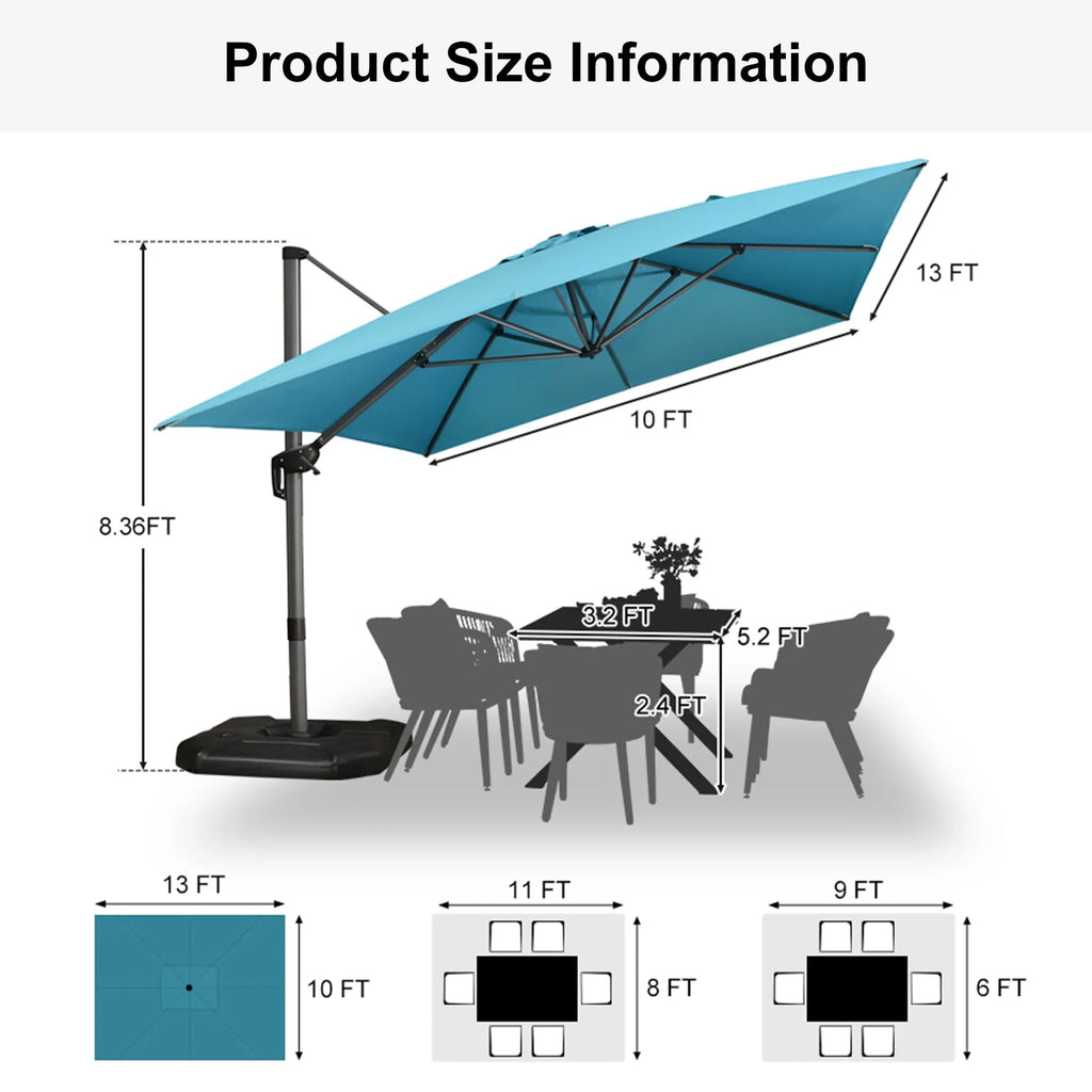 PURPLE LEAF Affordable Patio Umbrella with Base, Square and Rectangular Outdoor Umbrella
