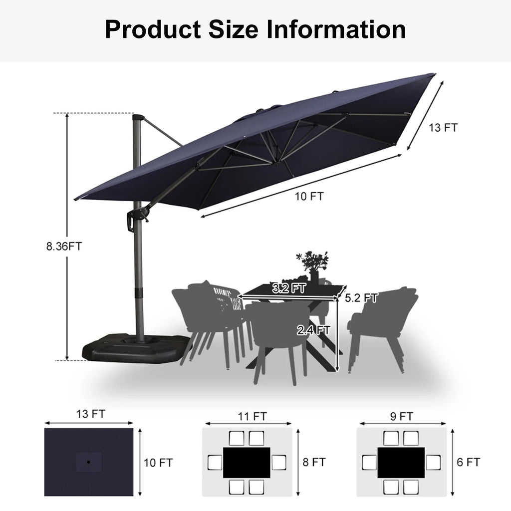 PURPLE LEAF Affordable Patio Umbrella with Base, Square and Rectangular Outdoor Umbrella