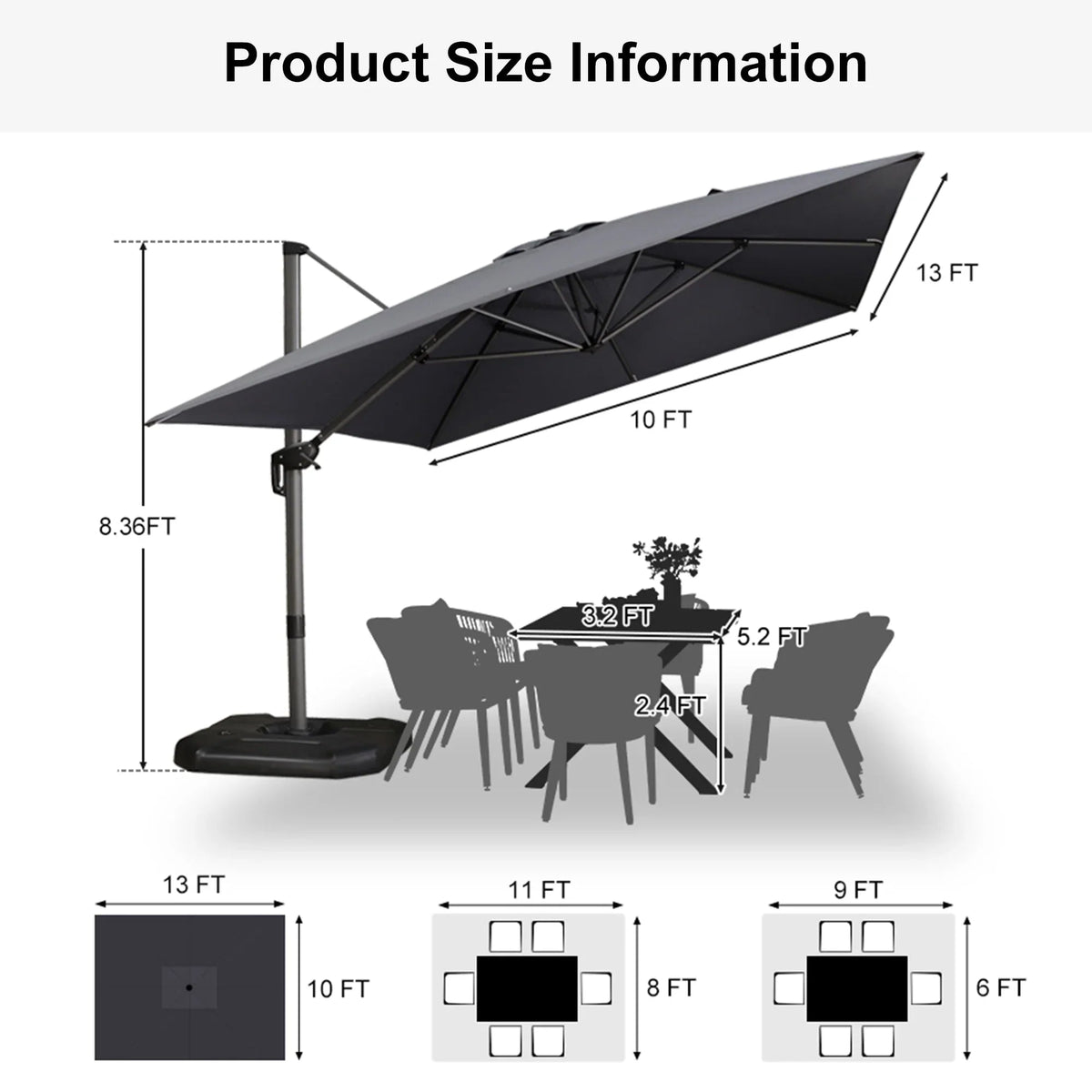 PURPLE LEAF Affordable Patio Umbrella with Base, Square and Rectangular Outdoor Umbrella