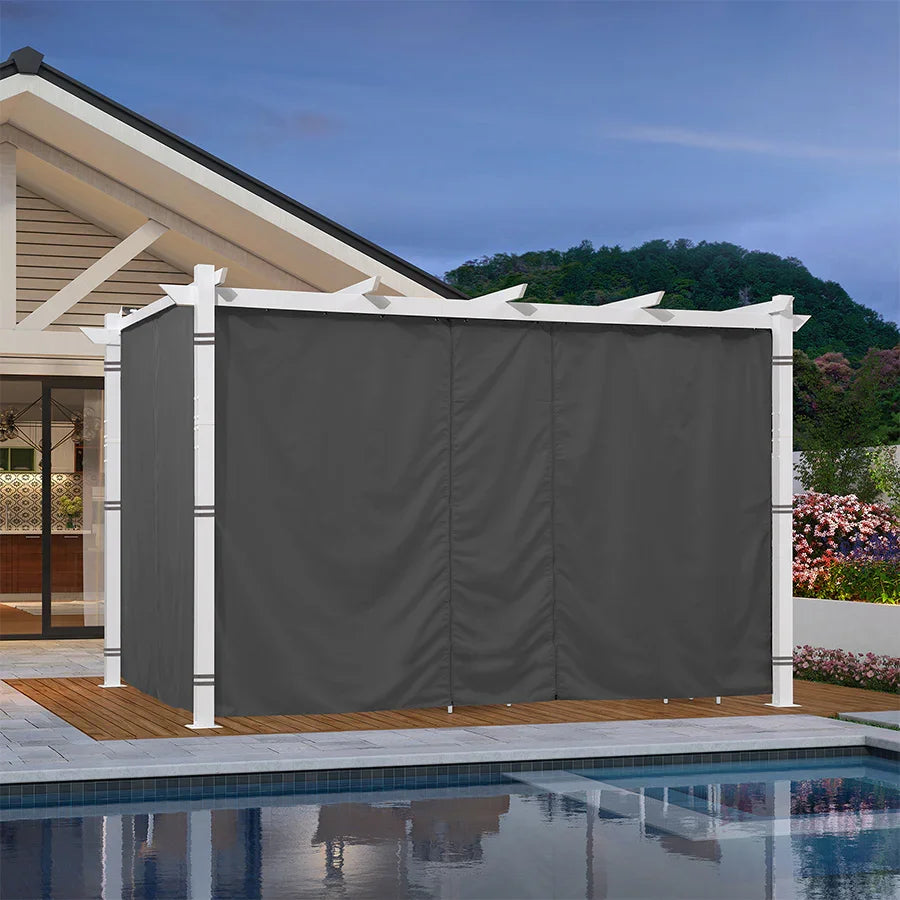 PURPLE LEAF Outdoor Retractable Pergola with Double Sun Shade Canopy White Heavy-Duty Aluminum Pergola Patio Modern Pergola With Curtains