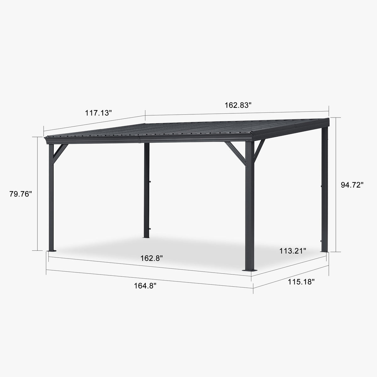 PURPLE LEAF Lean to Gazebo Metal Roof Patio Cover Built-in Drain Slots Wall Mounted Gazebo for Outdoor Extension