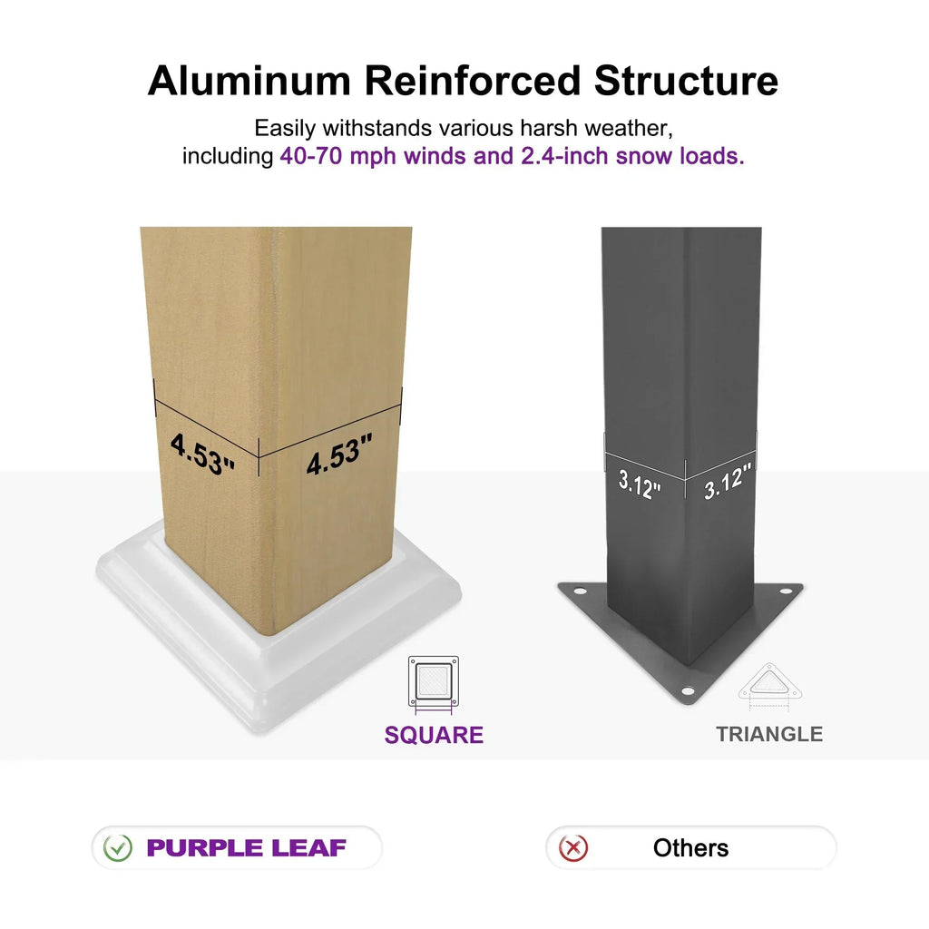 PURPLE LEAF Caesar Louvered Pergola Outdoor Wood Grain Aluminum Pergola with Adjustable Roof Patio Hardtop Gazebo for Backyard Garden