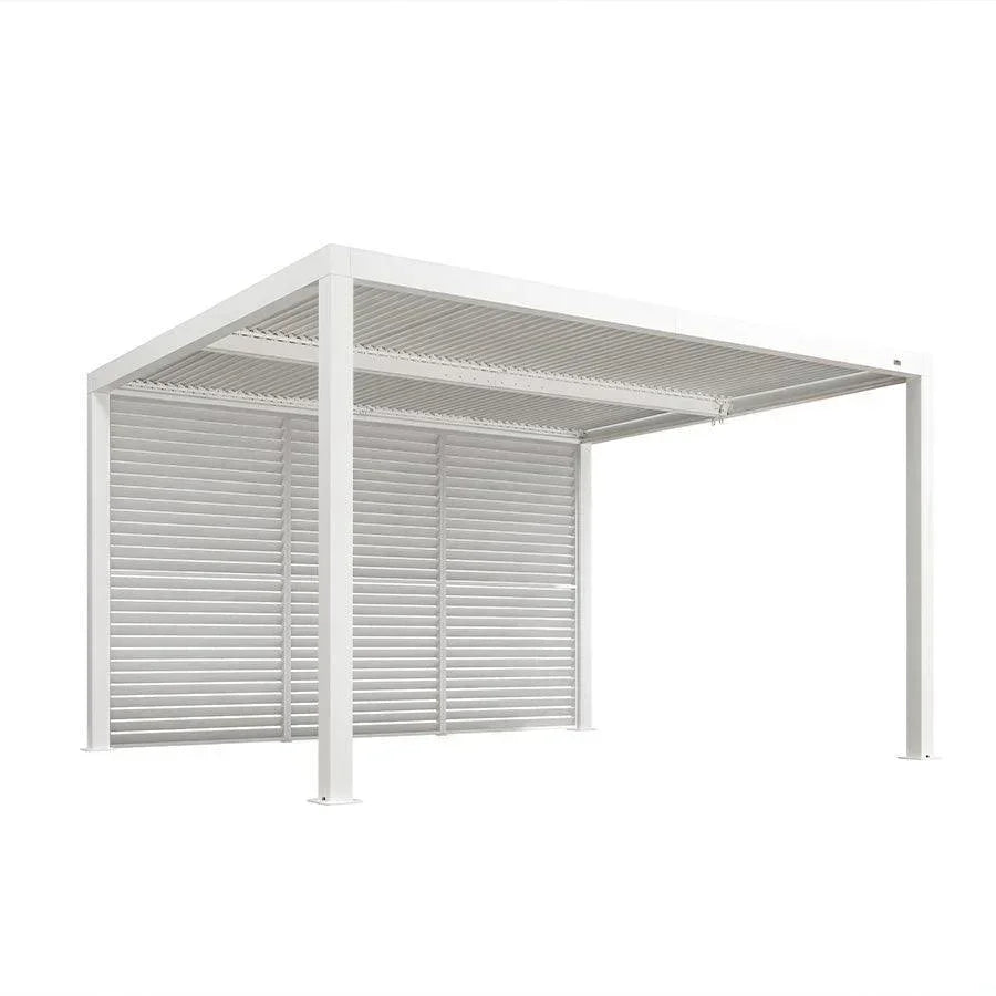PURPLE LEAF Athena Louvered Pergola white Outdoor Aluminum Pergola with Shutter Wall Adjustable Gazebo Rainproof for Patio Deck Garden