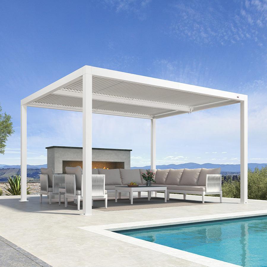 PURPLE LEAF Athena Louvered Pergola Outdoor Aluminum Pergola with Adjustable Roof for Deck Backyard Garden Hardtop Gazebo
