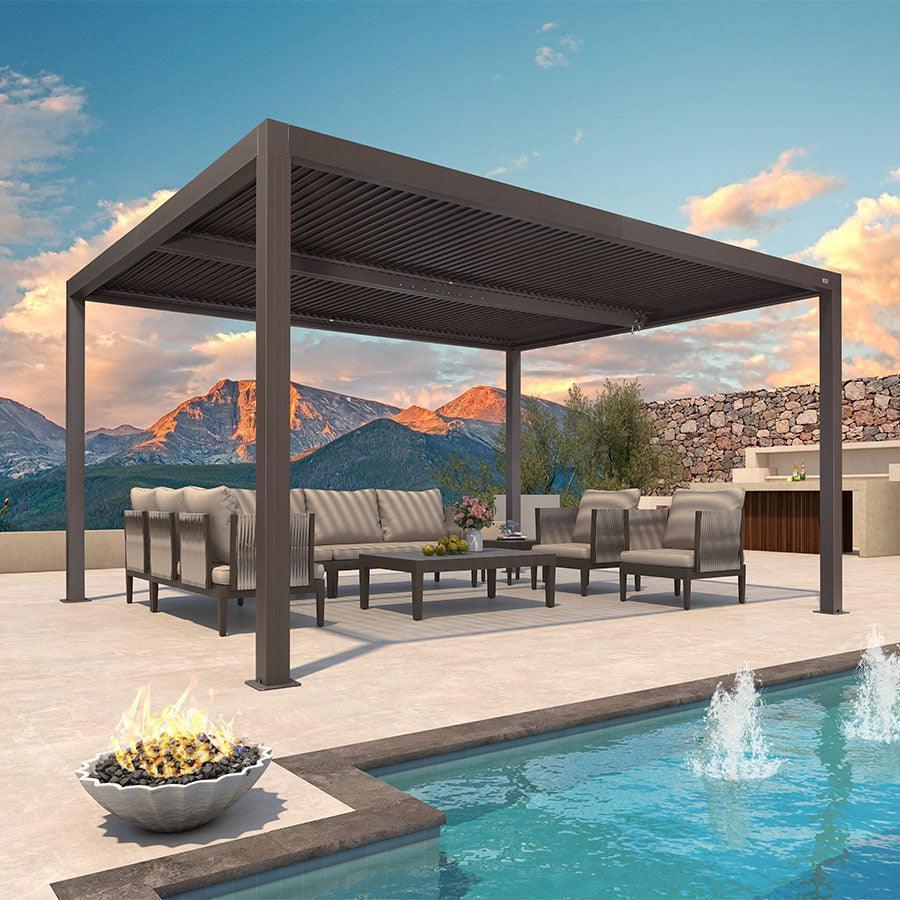 PURPLE LEAF Athena Louvered Pergola Outdoor Aluminum Pergola with Adjustable Roof for Deck Backyard Garden Hardtop Gazebo