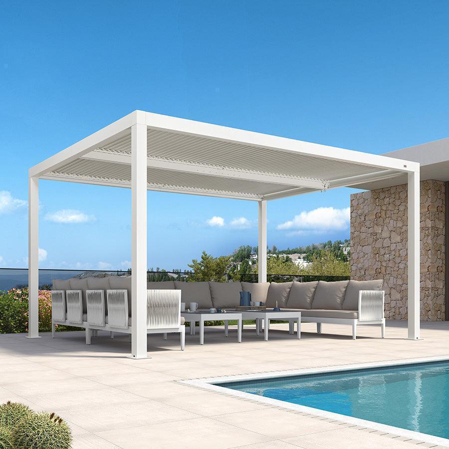 PURPLE LEAF Athena Louvered Pergola Outdoor Aluminum Pergola with Adjustable Roof for Deck Backyard Garden Hardtop Gazebo