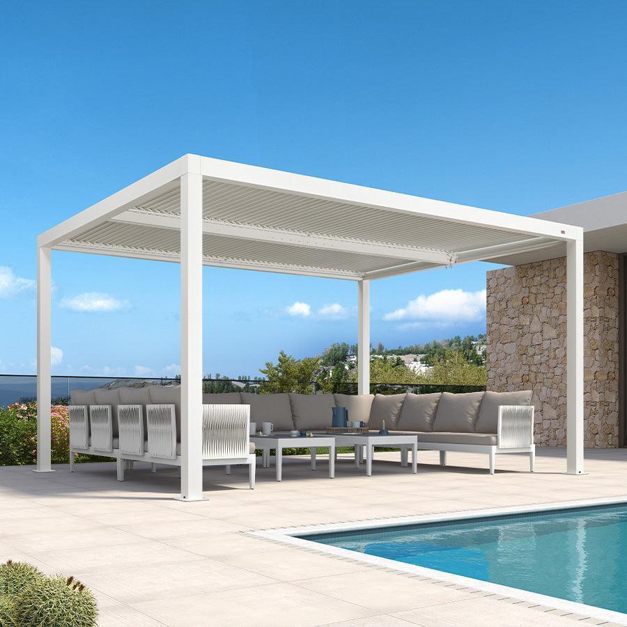 PURPLE LEAF Athena Louvered Pergola Outdoor Aluminum Pergola with Adjustable Roof for Deck Backyard Garden Hardtop Gazebo