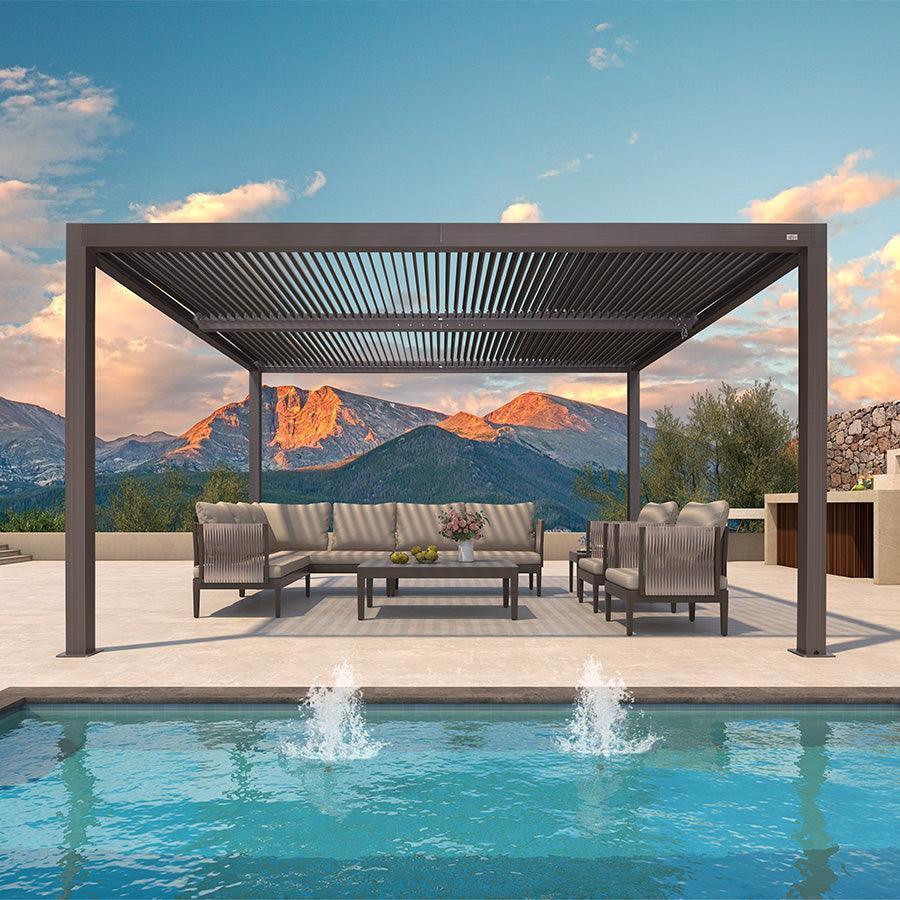 PURPLE LEAF Athena Louvered Pergola Outdoor Aluminum Pergola with Adjustable Roof for Deck Backyard Garden Hardtop Gazebo