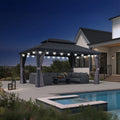 PURPLE LEAF Patio Gazebo for Backyard Grey Hardtop Galvanized Steel Roof Awning with String Lights-clear
