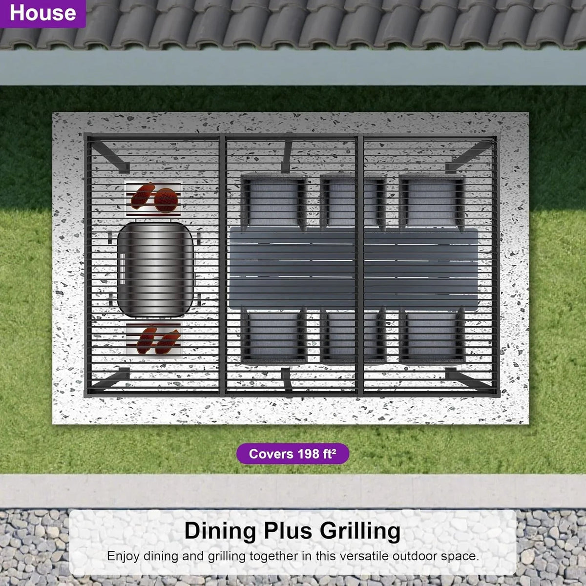 PURPLE LEAF Caesar Outdoor Louvered Pergola Patio Sun Shade Shelter with Adjustable Hardtop Patio Pergola Grey