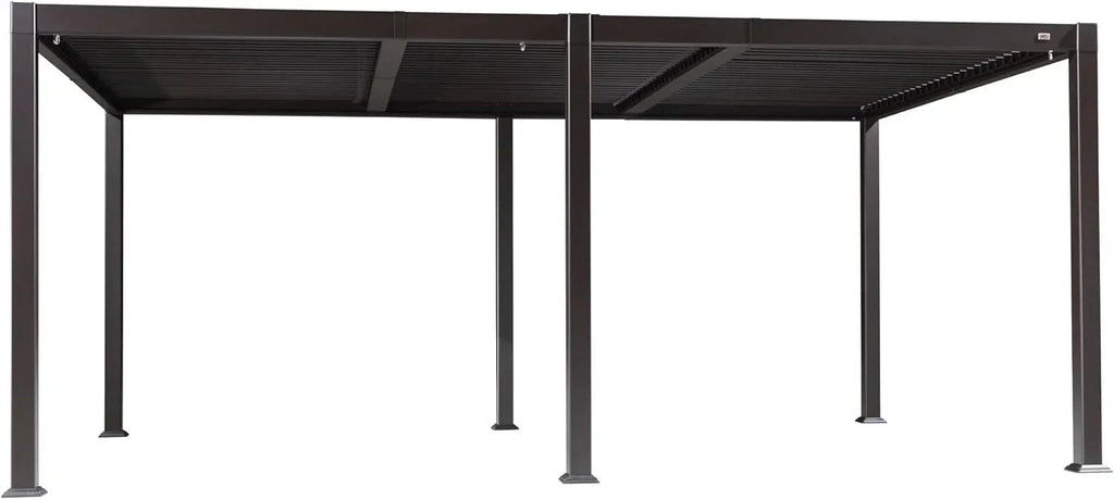PURPLE LEAF Caesar Louvered Pergola Outdoor Adjustable Louvre Shade Modern Patio Aluminum Pergola with  Yellow Lights
