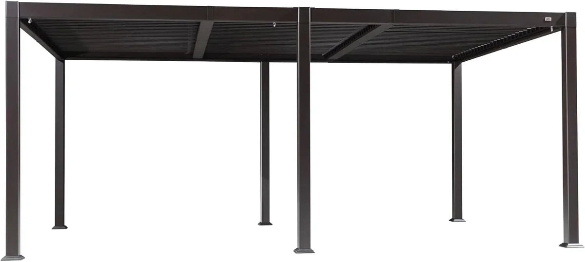 PURPLE LEAF Caesar Louvered Pergola Outdoor Adjustable Louvre Shade Modern Patio Aluminum Pergola with  Yellow Lights