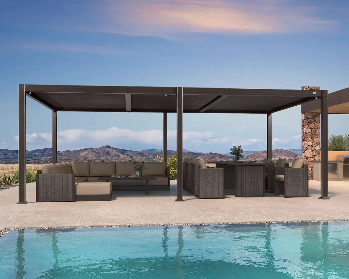 PURPLE LEAF Caesar Louvered Pergola Outdoor Adjustable Roof Modern Patio Aluminum Pergola for Deck Backyard Garden Hardtop Gazebo Bronze
