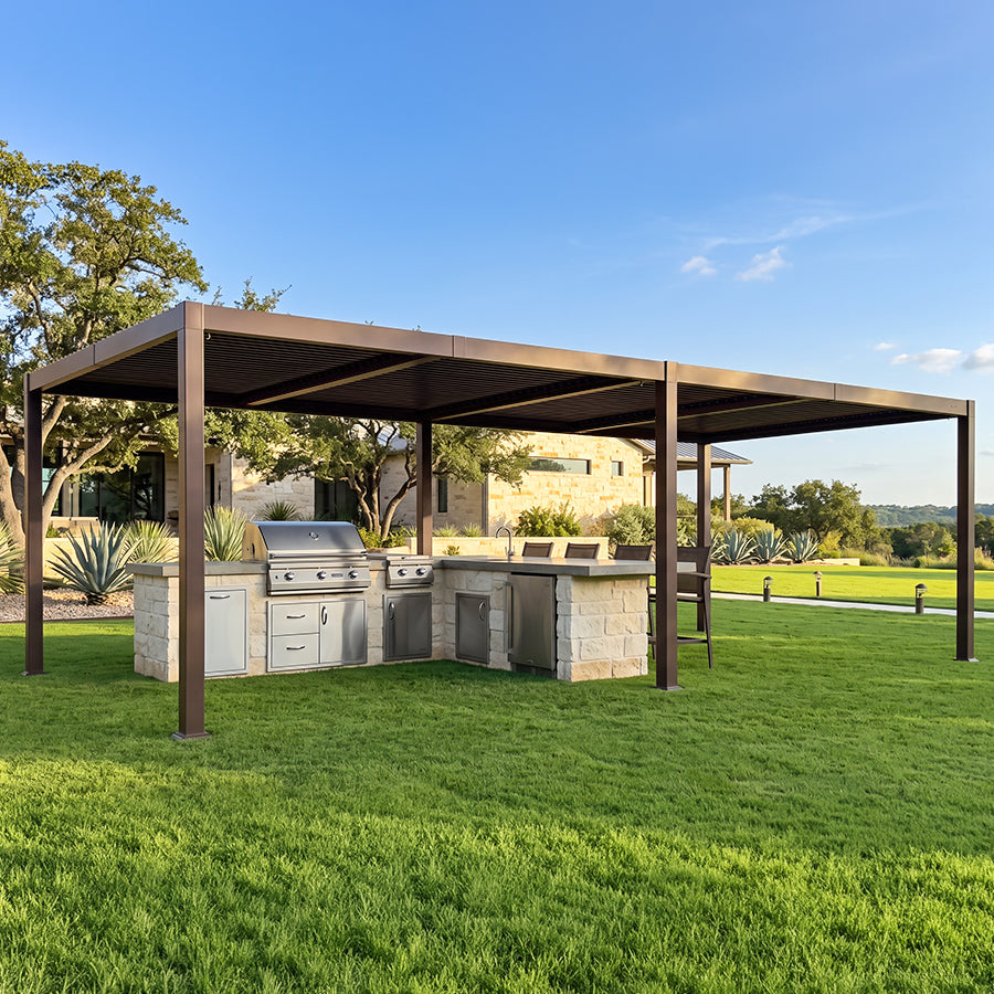 PURPLE LEAF Caesar Louvered Pergola Outdoor Adjustable Roof Modern Patio Aluminum Pergola for Deck Backyard Garden Hardtop Gazebo Bronze
