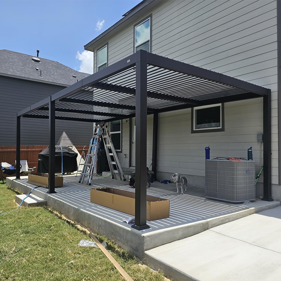 PURPLE LEAF Caesar Louvered Pergola Outdoor Adjustable Roof Modern Patio Aluminum Pergola for Deck Backyard Garden Hardtop Gazebo Bronze