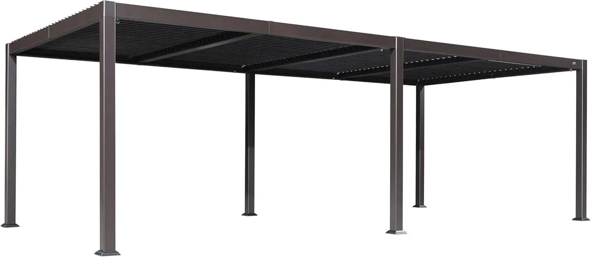 PURPLE LEAF Caesar Louvered Pergola Outdoor Adjustable Louvre Shade Modern Patio Aluminum Pergola with  Milky Lights