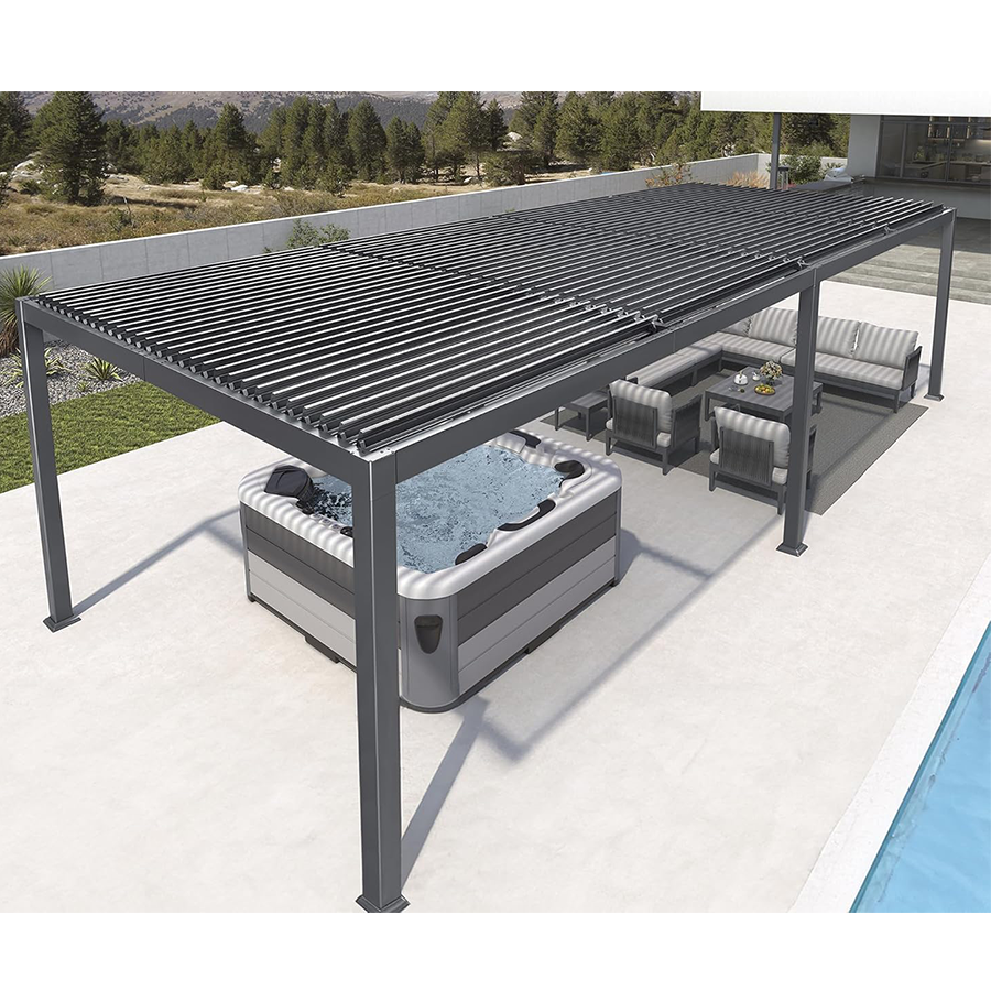 PURPLE LEAF Caesar Outdoor Louvered Pergola Patio Sun Shade Shelter with Adjustable Hardtop Patio Pergola Grey