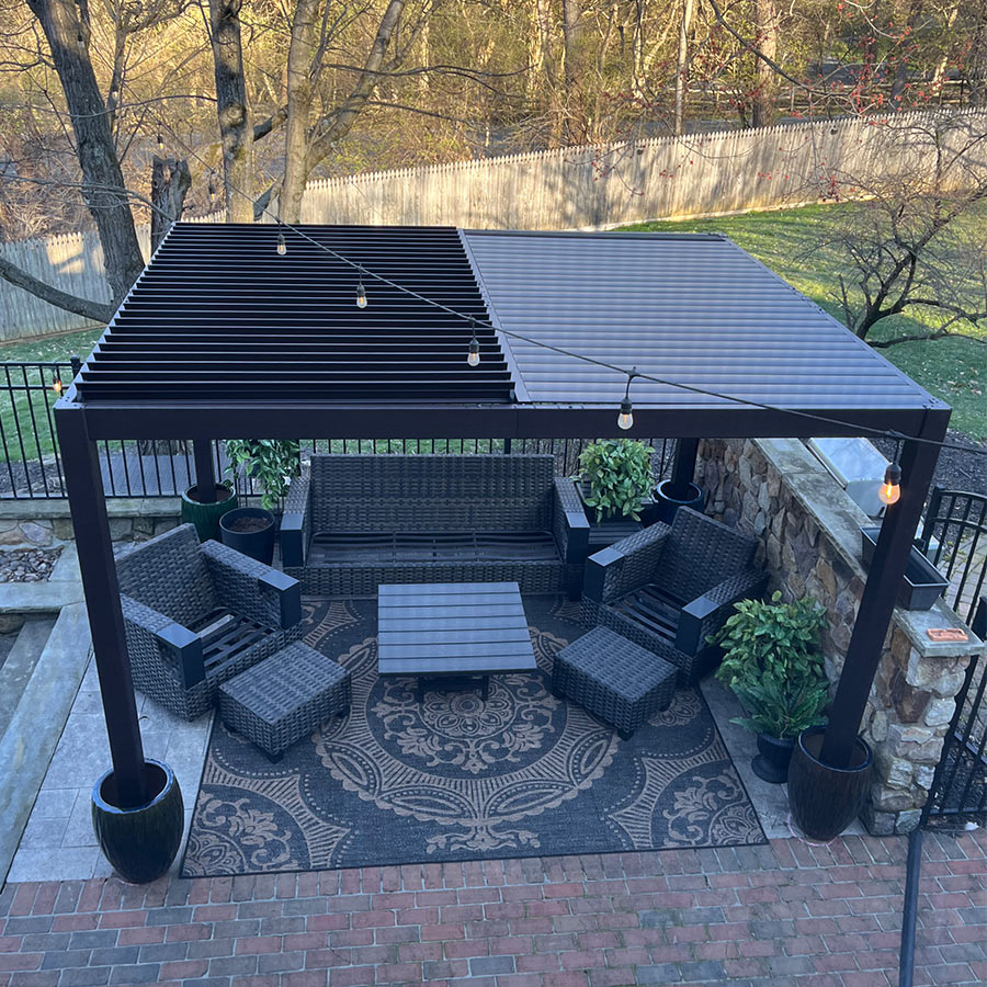 PURPLE LEAF Athena Louvered Pergola Outdoor Aluminum Pergola with Adjustable Roof for Deck Backyard Garden Hardtop Gazebo