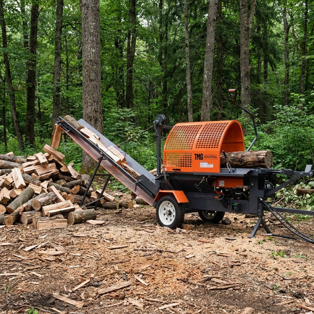 Firewood Processor with Conveyor, 15 HP Gas Engine, 18" STIHL® Chainsaw, ∅15" x 24" Log Capacity TMG-GLS16