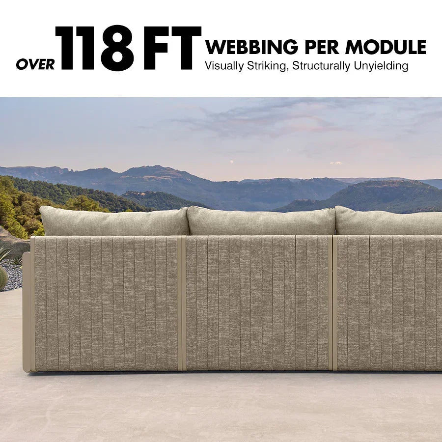 PURPLE LEAF Sanori L-Shaped Patio Couch Set Modular Sofa with Beige Cushions for Backyard