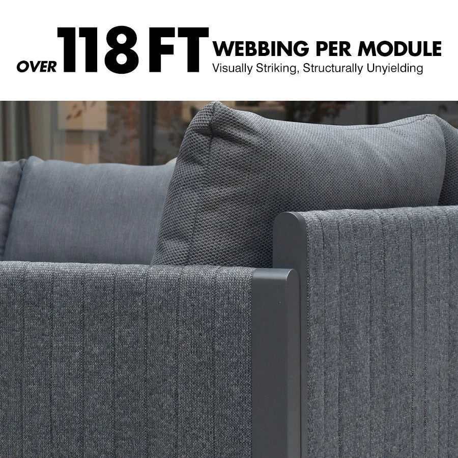 PURPLE LEAF Sanori L-Shaped Patio Couch Set Modular Sofa with Grey Cushions for Backyard