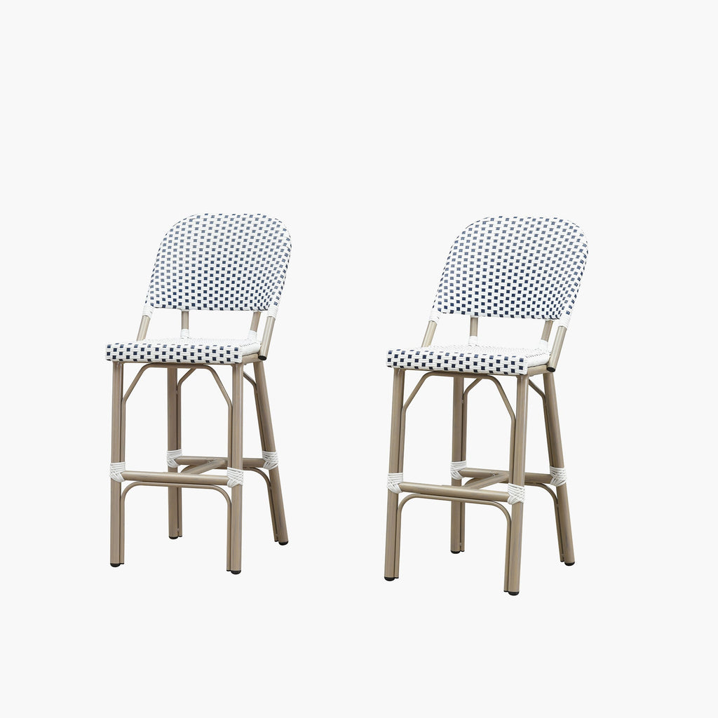 PURPLE LEAF Outdoor Bar Height Stools Set of 2 French Country Patio Rattan Bar Stool Chairs Outdoor Armless Barstools for Porch Garden Indoor Kitchen
