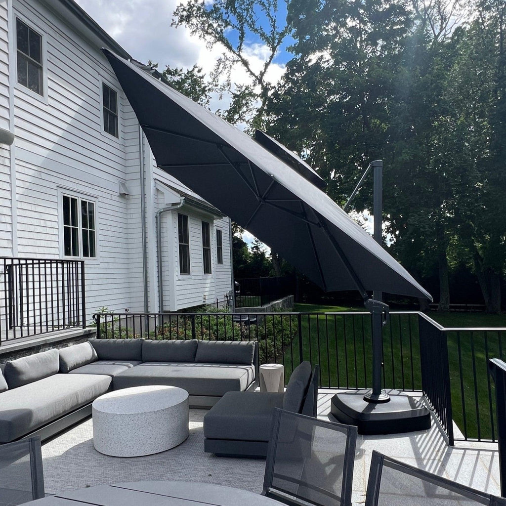 PURPLE LEAF Cantilever Patio Umbrella Gray Pole Outdoor Umbrella with UV Protection