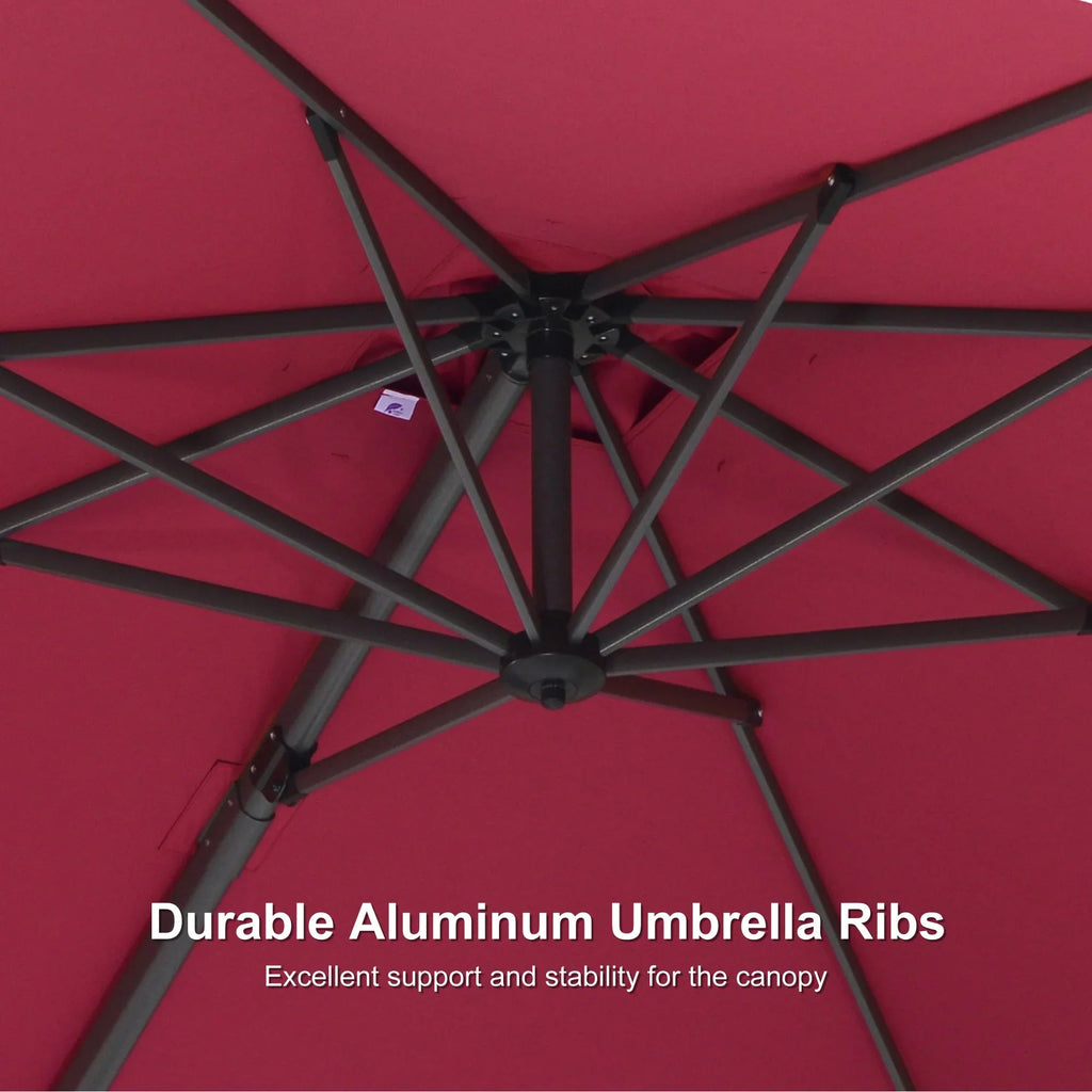 PURPLE LEAF Pool Umbrella Outdoor Cantilever Umbrella with In-ground Base
