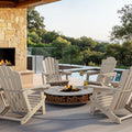 PURPLE LEAF Adirondack Chair Set of HDPE All-Weather Outdoor Fire Pit Chair with 24.6" Oversized Seat Wood-Textured Patio Adirondack Chair with Dual Cup Holders for Garden Deck Backyard