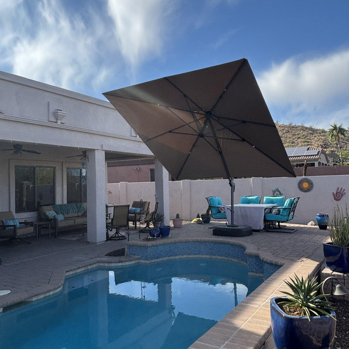PURPLE LEAF Cantilever Patio Umbrella Gray Pole Outdoor Umbrella with UV Protection
