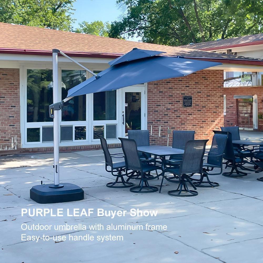 PURPLE LEAF Round Cantilever Patio Umbrella Heavy Duty Umbrella for Porch Garden Pool
