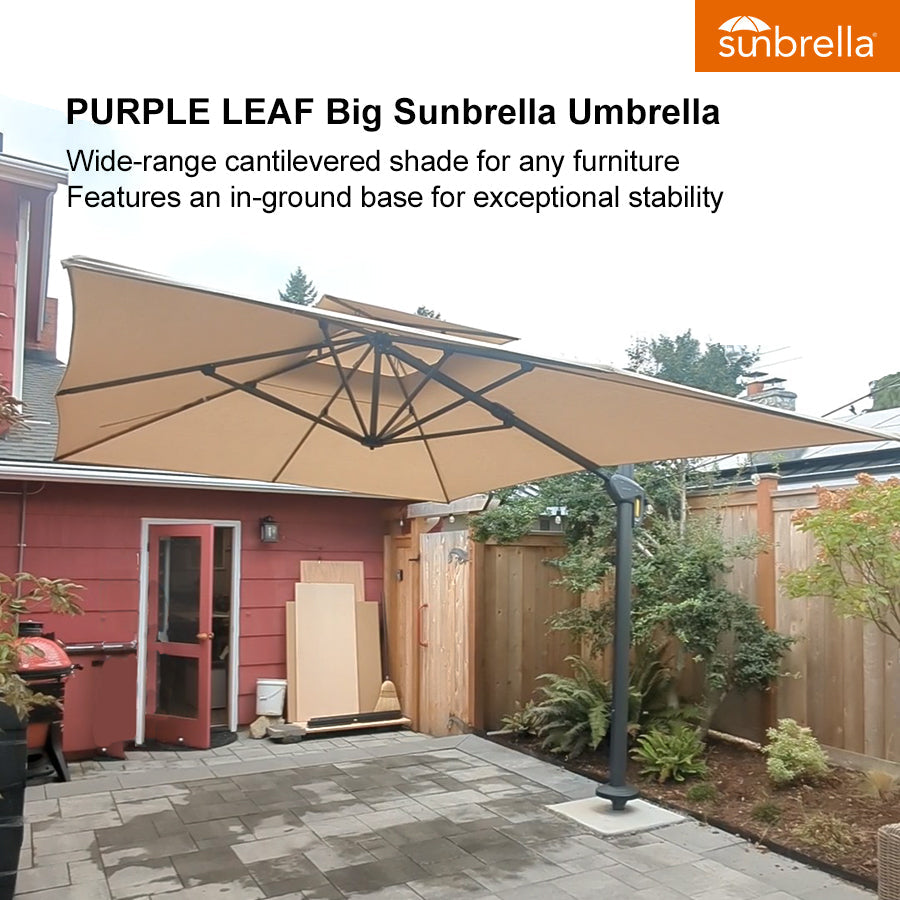 PURPLE LEAF SUNBRELLA Cantilever Umbrella Grey Aluminum Patio Umbrella