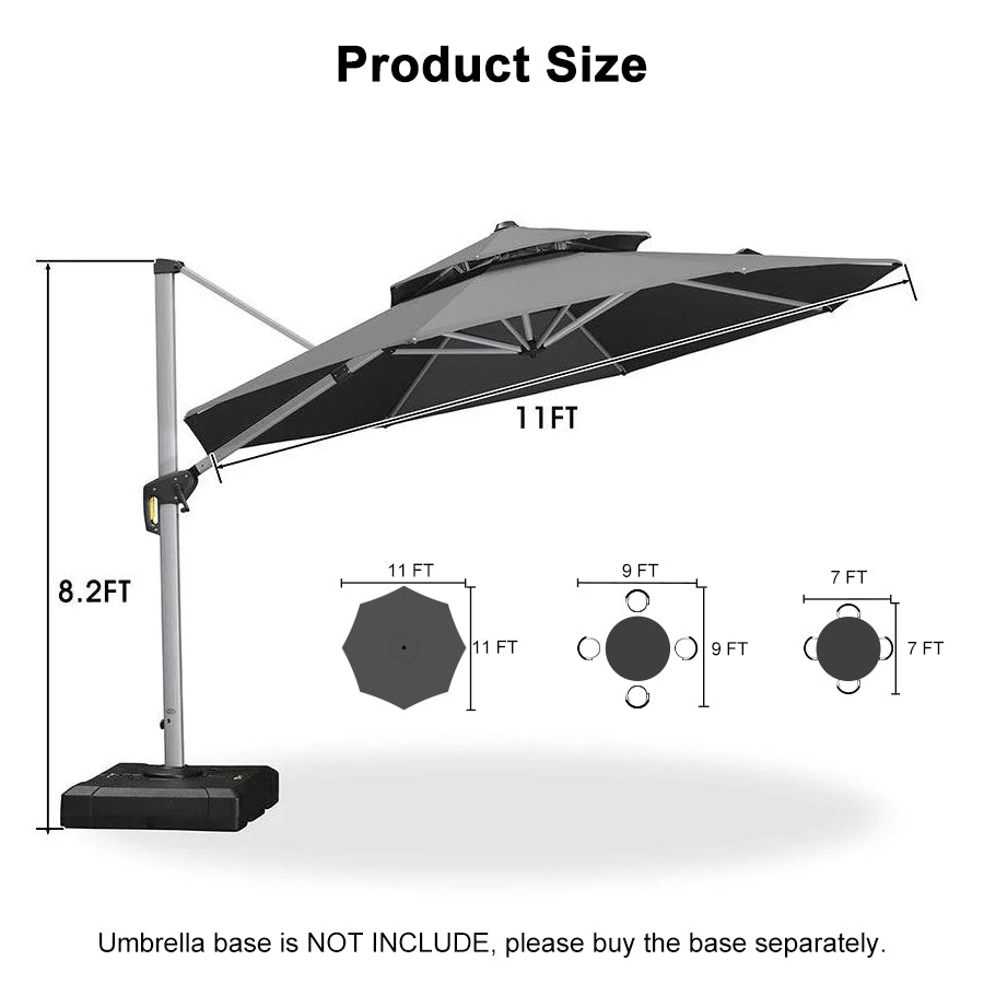 PURPLE LEAF Round Cantilever Patio Umbrella Heavy Duty Umbrella for Porch Garden Pool