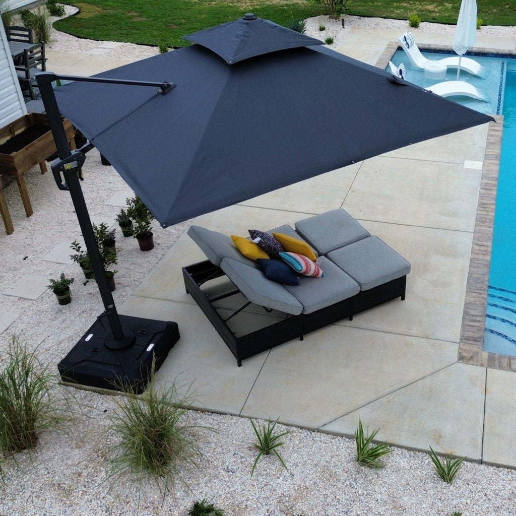 PURPLE LEAF Cantilever Patio Umbrella Gray Pole Outdoor Umbrella with UV Protection