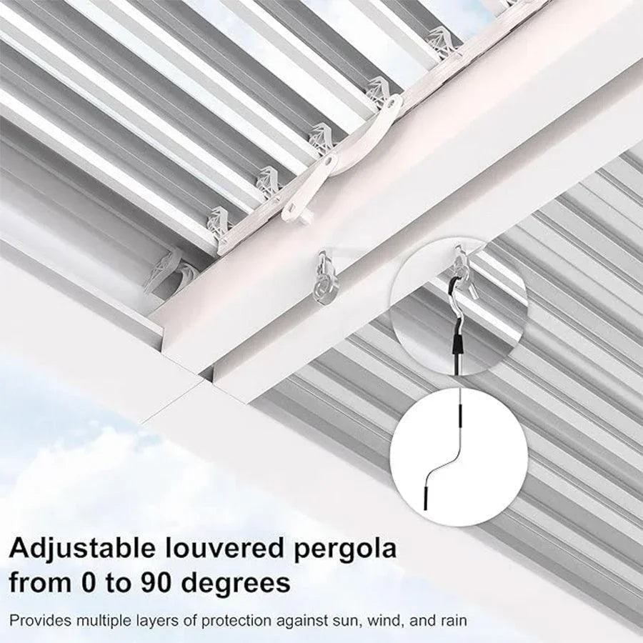 PURPLE LEAF Athena Louvered Pergola White Outdoor Aluminum Pergola with Roller Blind Adjustable Gazebo for Patio Deck Garden
