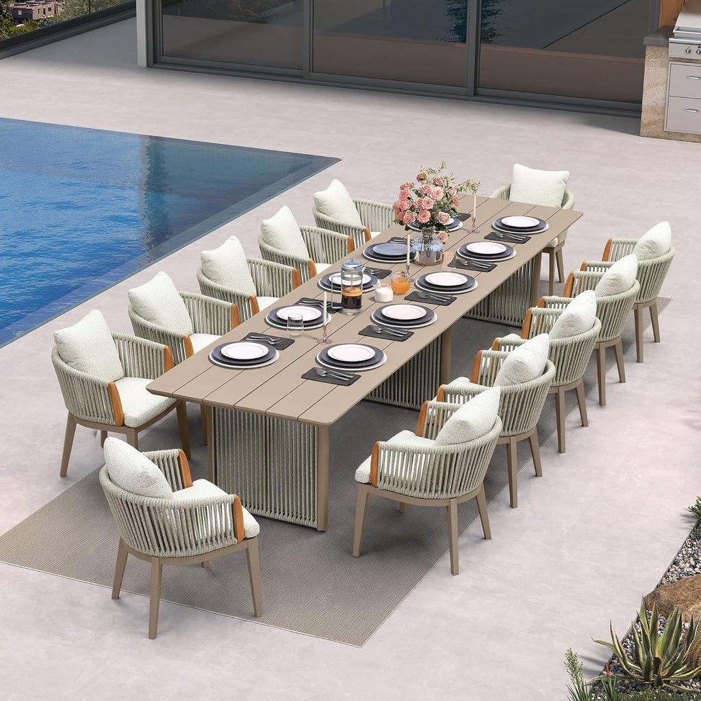PURPLE LEAF Hailar Outdoor Dining Set for Family, Aluminum Outdoor Patio Table and Chairs Set with Olefin Cushions, Patio Furniture Set for Garden or Deck