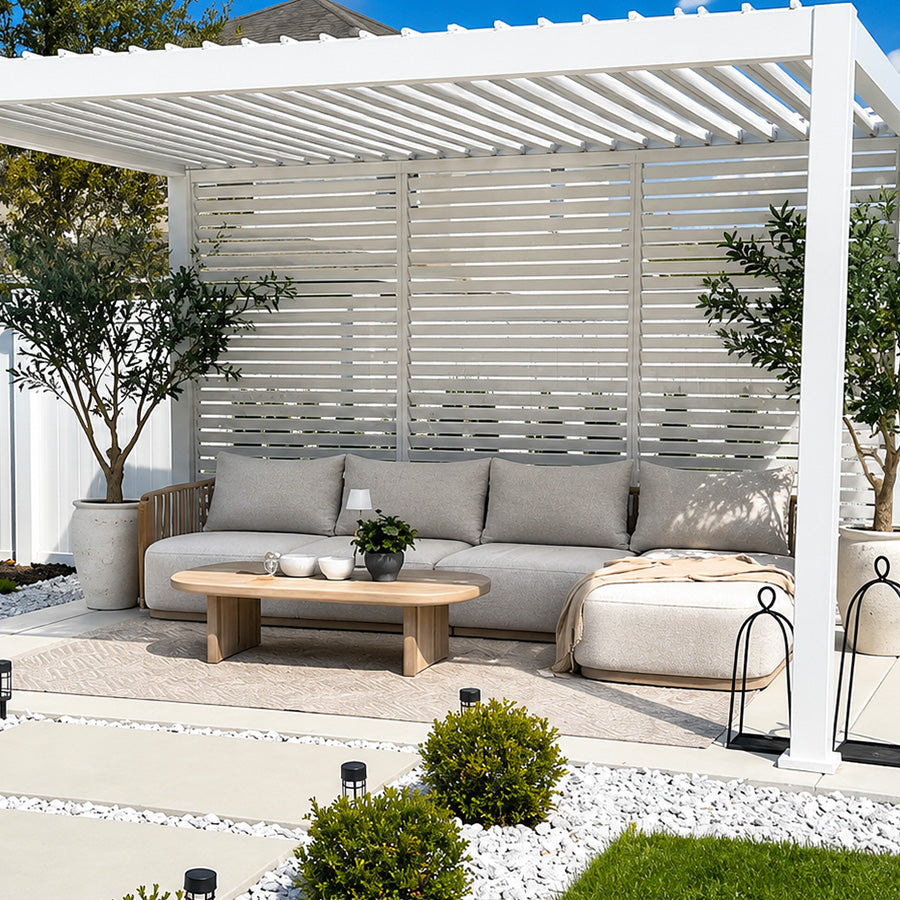 PURPLE LEAF Hailar L-Shaped Patio Conversation Set with Genuine Teak Cushions and Pillows Olefin Rope Backrest Outdoor Couch Sets for Backyard Porch