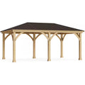 DIY Meridian 12 Ft. X 20 Ft. Cedar Wood Outdoor Gazebo Kit with Hartop Metal Roof - Permanent Covered Patio Shade