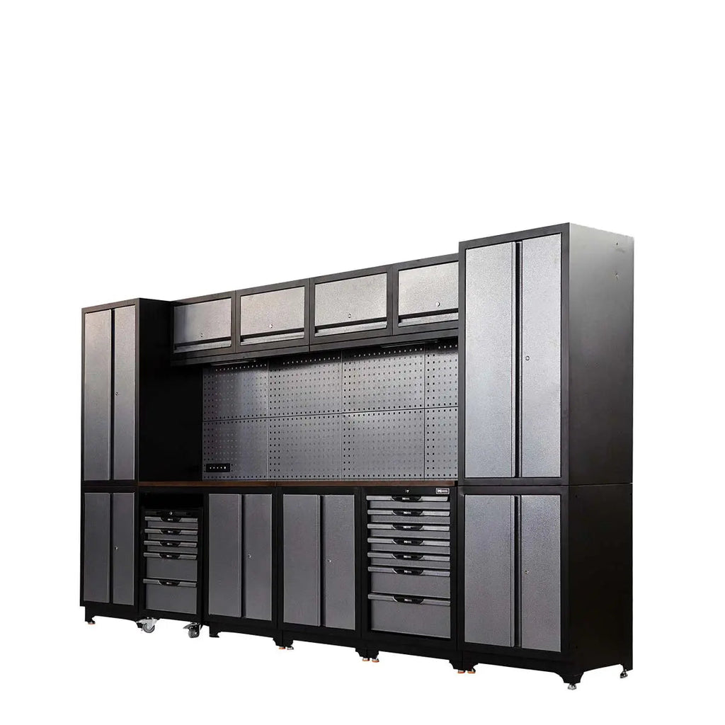 12' Extreme-Duty Steel Garage Tool Chest w/Pegboard, Power Outlets, USB Port, Magnetic Motion LED Lamps, Cabinets & Roll-Out Tool Chest, TMG-WBM12