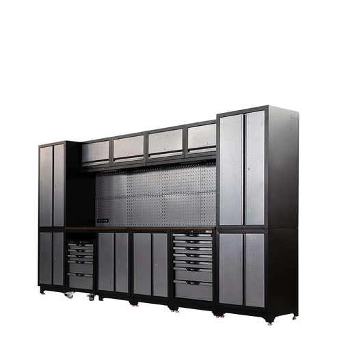 12' Extreme-Duty Steel Garage Tool Chest w/Pegboard, Power Outlets, USB Port, Magnetic Motion LED Lamps, Cabinets & Roll-Out Tool Chest, TMG-WBM12