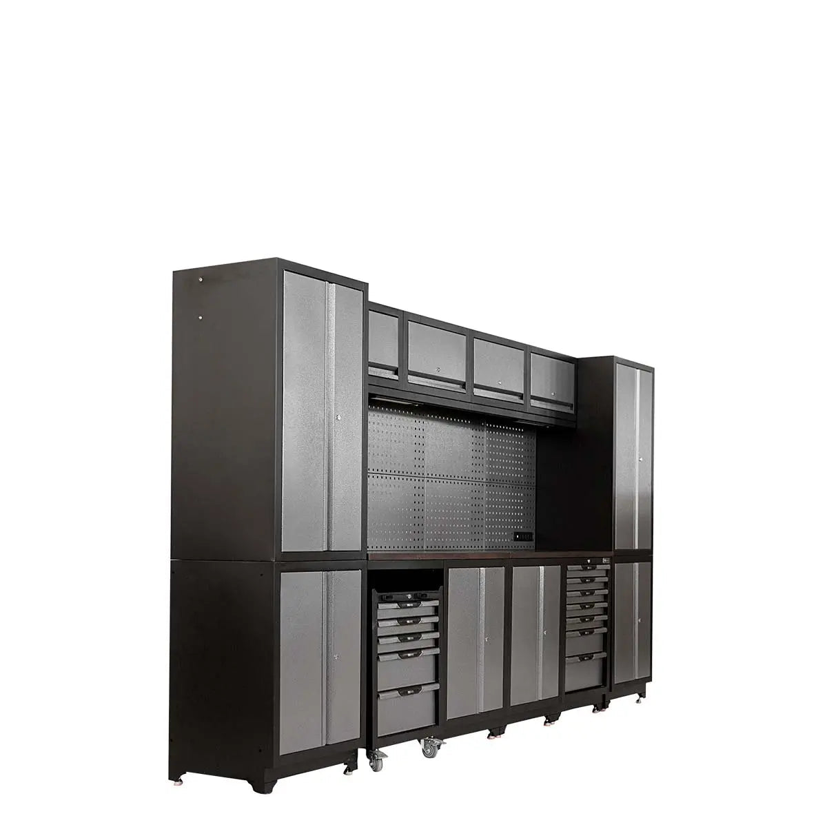 12' Extreme-Duty Steel Garage Tool Chest w/Pegboard, Power Outlets, USB Port, Magnetic Motion LED Lamps, Cabinets & Roll-Out Tool Chest, TMG-WBM12
