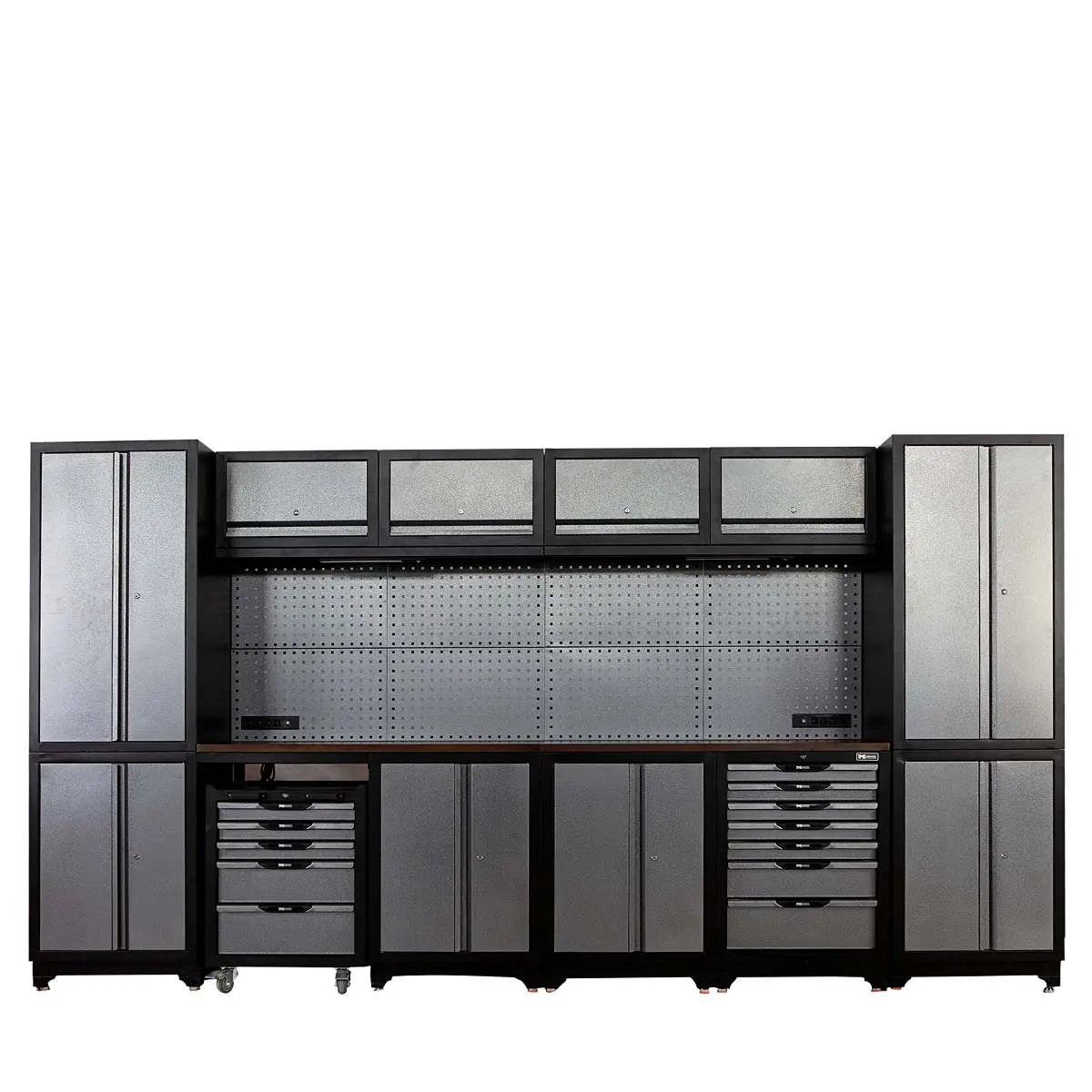 12' Extreme-Duty Steel Garage Tool Chest w/Pegboard, Power Outlets, USB Port, Magnetic Motion LED Lamps, Cabinets & Roll-Out Tool Chest, TMG-WBM12