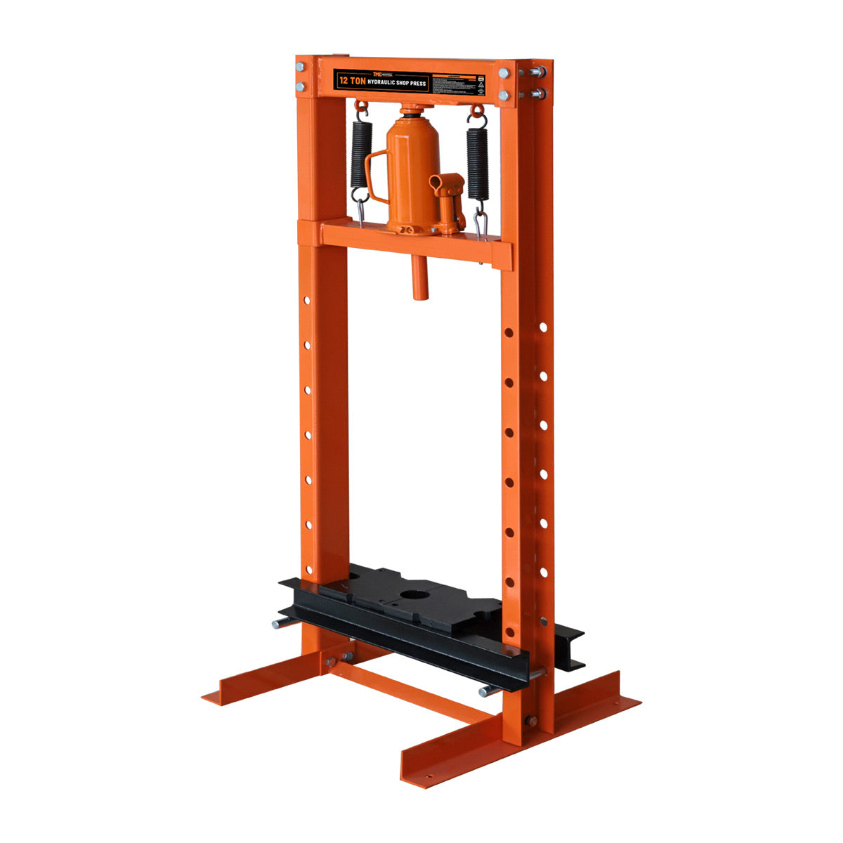 12 Ton Capacity Hydraulic Shop Press, H-Frame, Hand Crank Bottle Jack Pressing, 8 Bed Height Positions, TMG-ASP12 (Discontinued – No Longer Available)