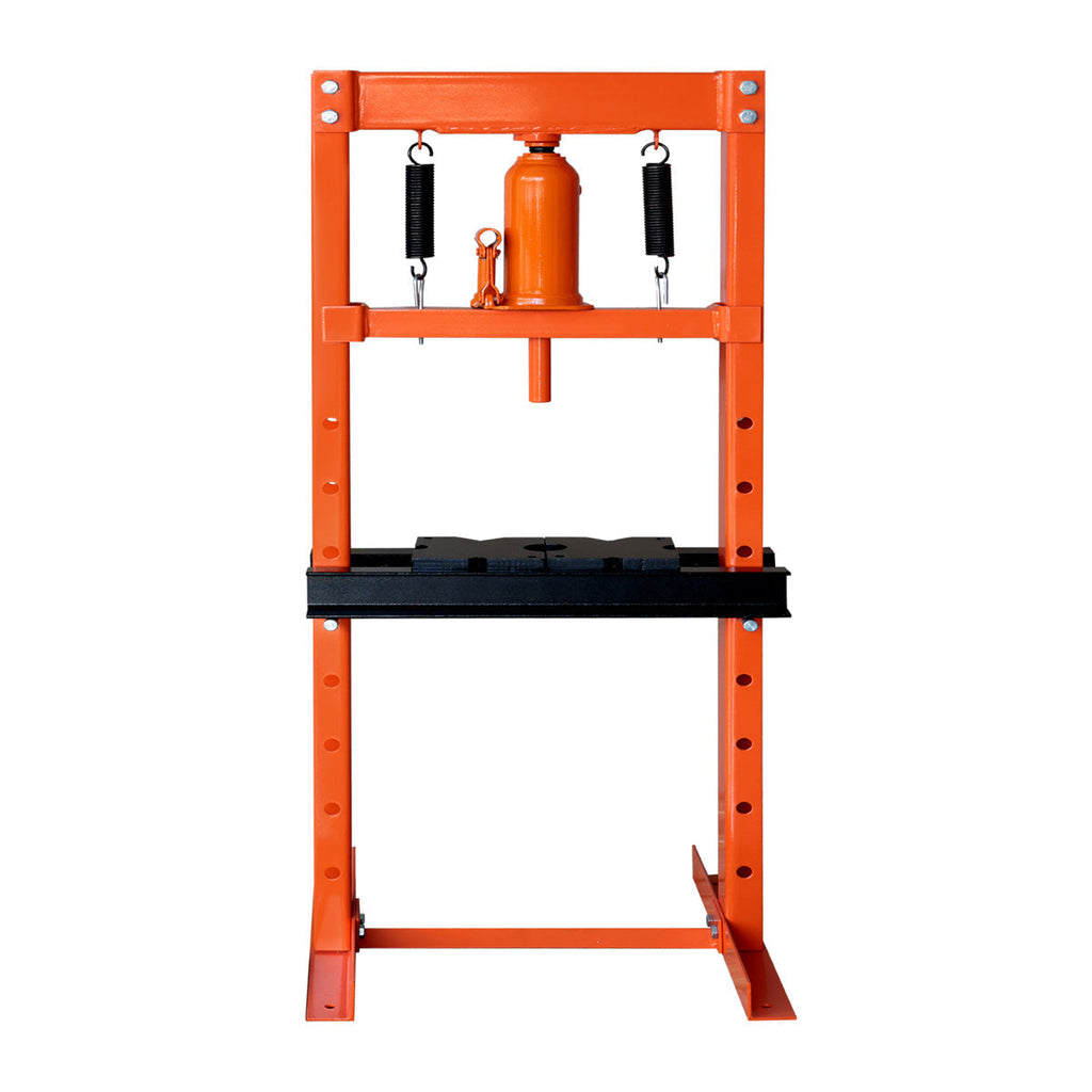 12 Ton Capacity Hydraulic Shop Press, H-Frame, Hand Crank Bottle Jack Pressing, 8 Bed Height Positions, TMG-ASP12 (Discontinued – No Longer Available)