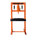 12 Ton Capacity Hydraulic Shop Press, H-Frame, Hand Crank Bottle Jack Pressing, 8 Bed Height Positions, TMG-ASP12 (Discontinued – No Longer Available)