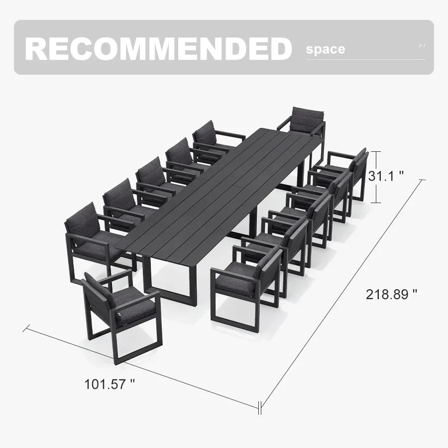 PURPLE LEAF Caesar Outdoor Dining Set Aluminum Luxury Patio Furniture Table and Chairs Set with Olifen Removable Thick Cushion and Pillow Patio Dining Sets for Garden Deck