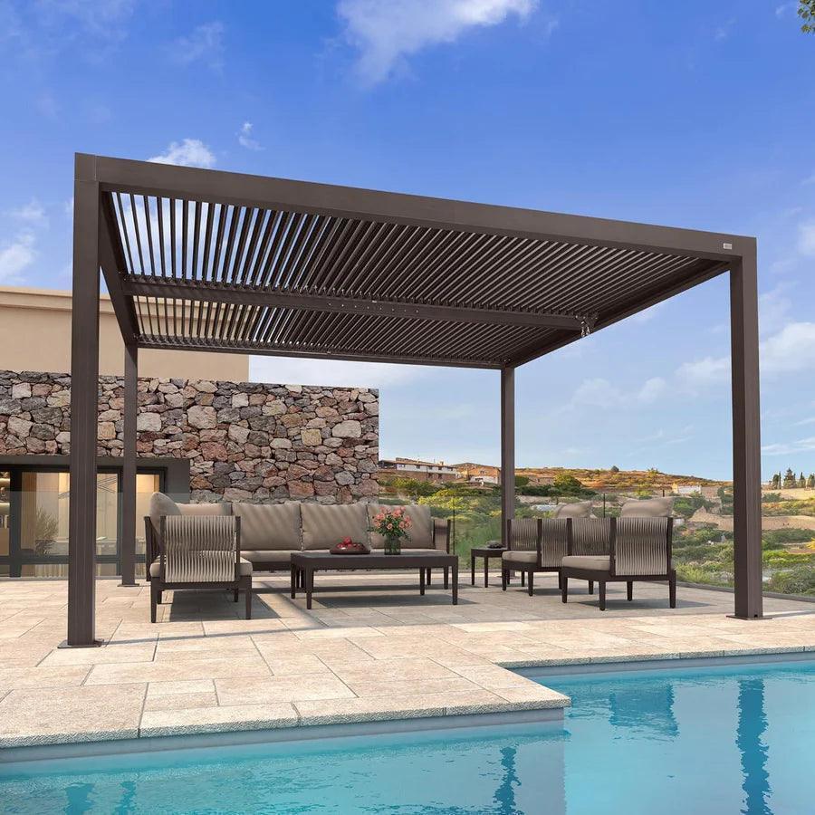 PURPLE LEAF Athena Louvered Pergola Outdoor Aluminum Pergola with Adjustable Roof for Deck Backyard Garden Hardtop Gazebo