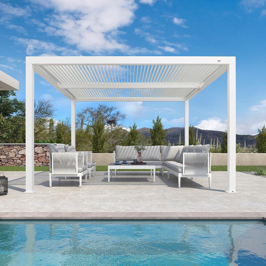 PURPLE LEAF Athena Louvered Pergola Outdoor Aluminum Pergola with Adjustable Roof for Deck Backyard Garden Hardtop Gazebo